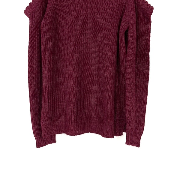 Alya Women’s Size Small Red Burgundy Rorie Scallop Cold Shoulder Sweater Top - Picture 4 of 12